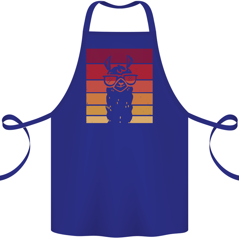 A Llama Wearing Shades Cotton Apron 100% Organic Royal Blue