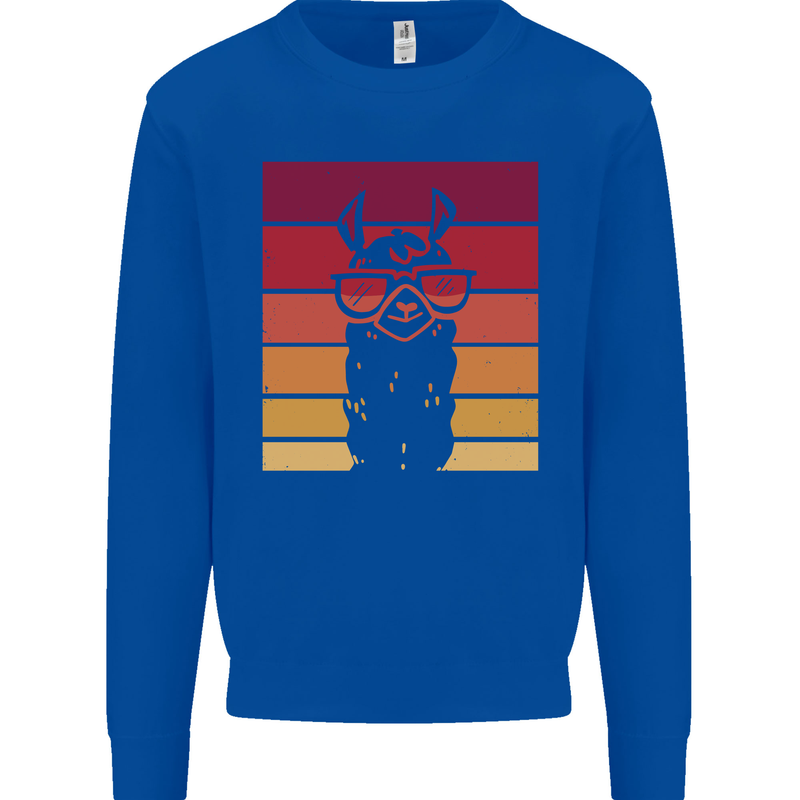 A Llama Wearing Shades Kids Sweatshirt Jumper Royal Blue