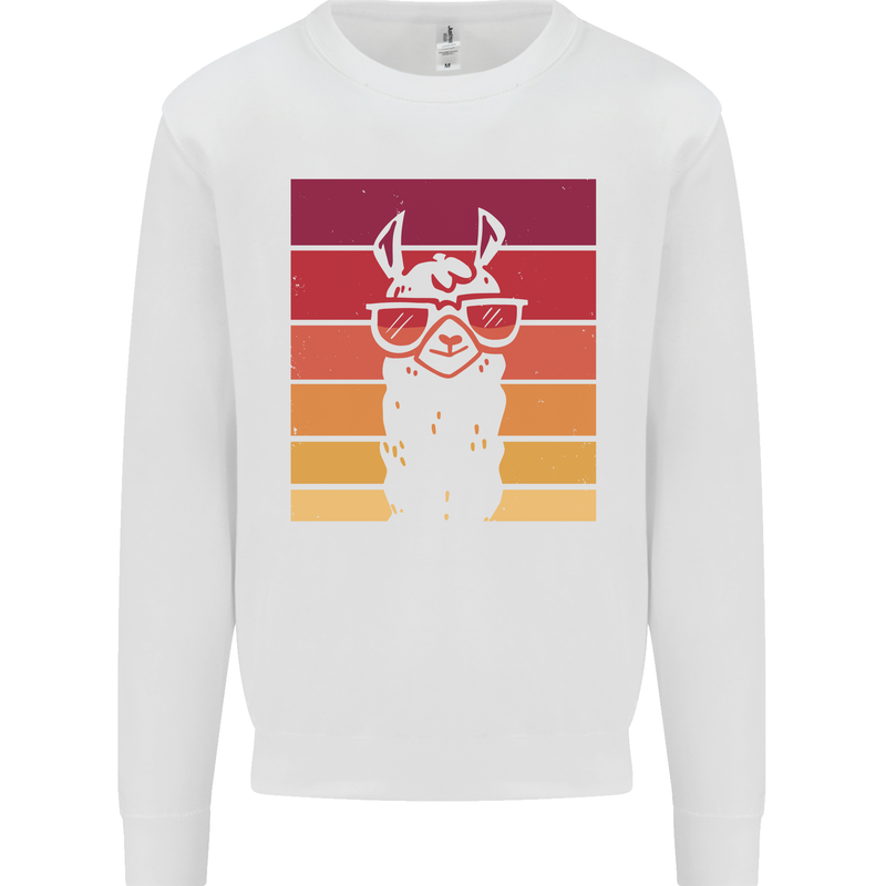 A Llama Wearing Shades Kids Sweatshirt Jumper White