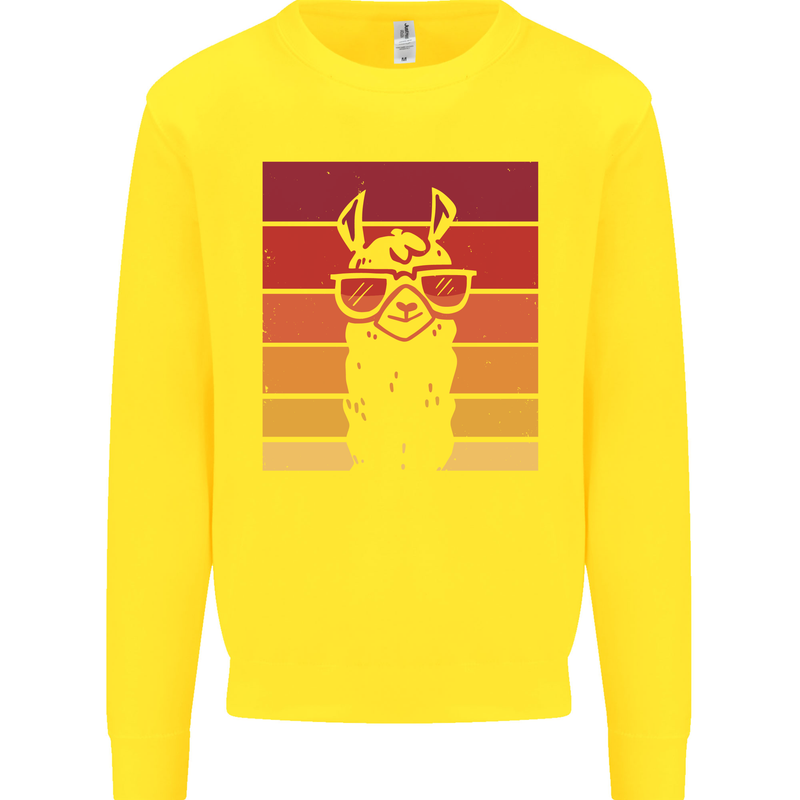 A Llama Wearing Shades Kids Sweatshirt Jumper Yellow