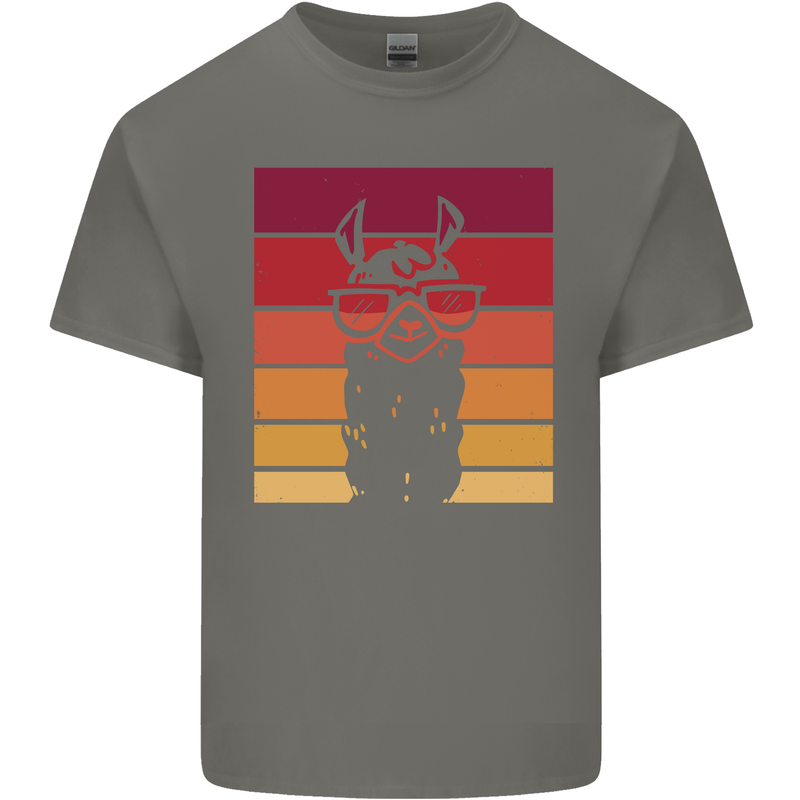 A Llama Wearing Shades Kids T-Shirt Childrens Charcoal