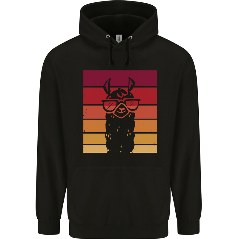 A Llama Wearing Shades Mens 80% Cotton Hoodie Black