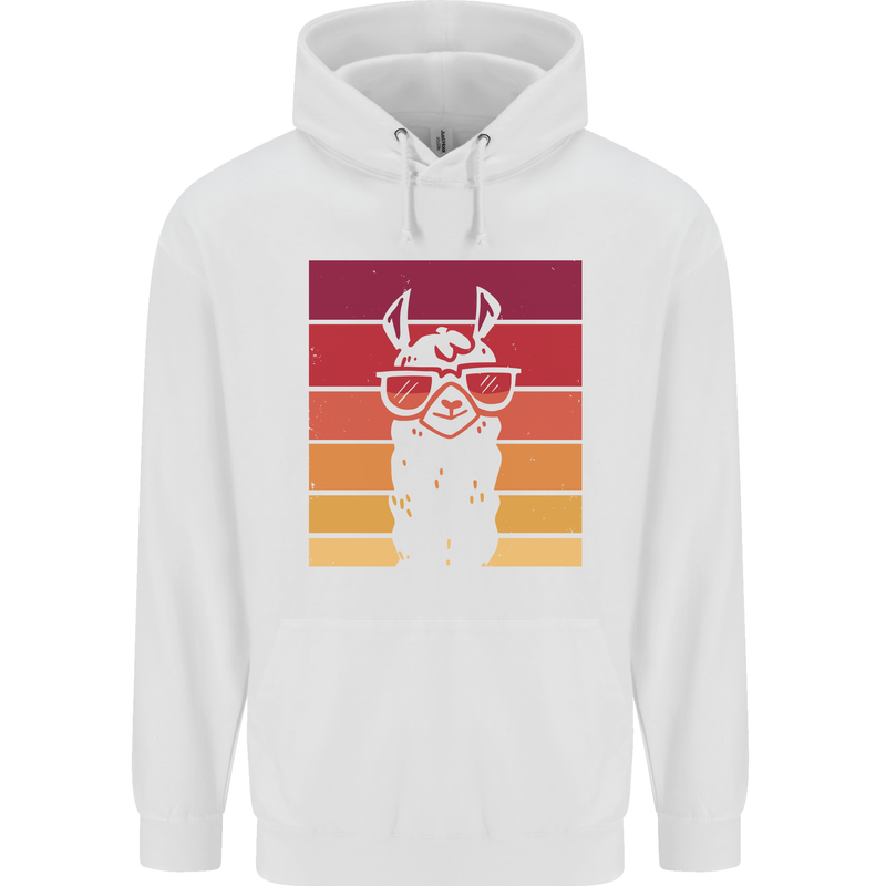 A Llama Wearing Shades Mens 80% Cotton Hoodie White