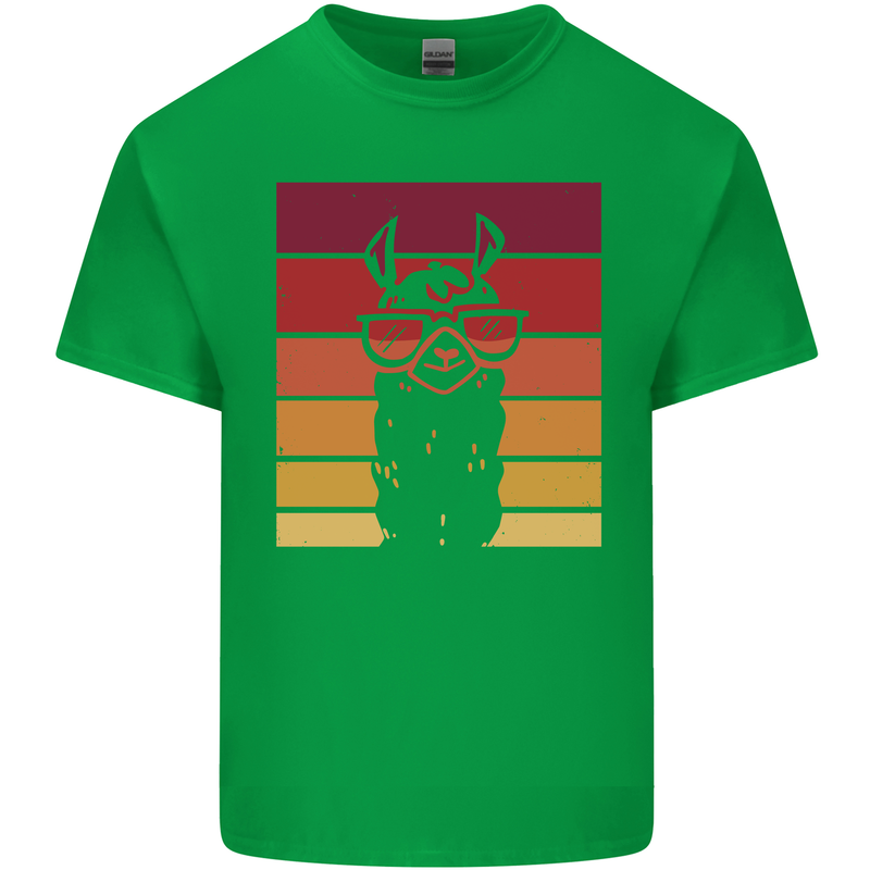 A Llama Wearing Shades Mens Cotton T-Shirt Tee Top Irish Green