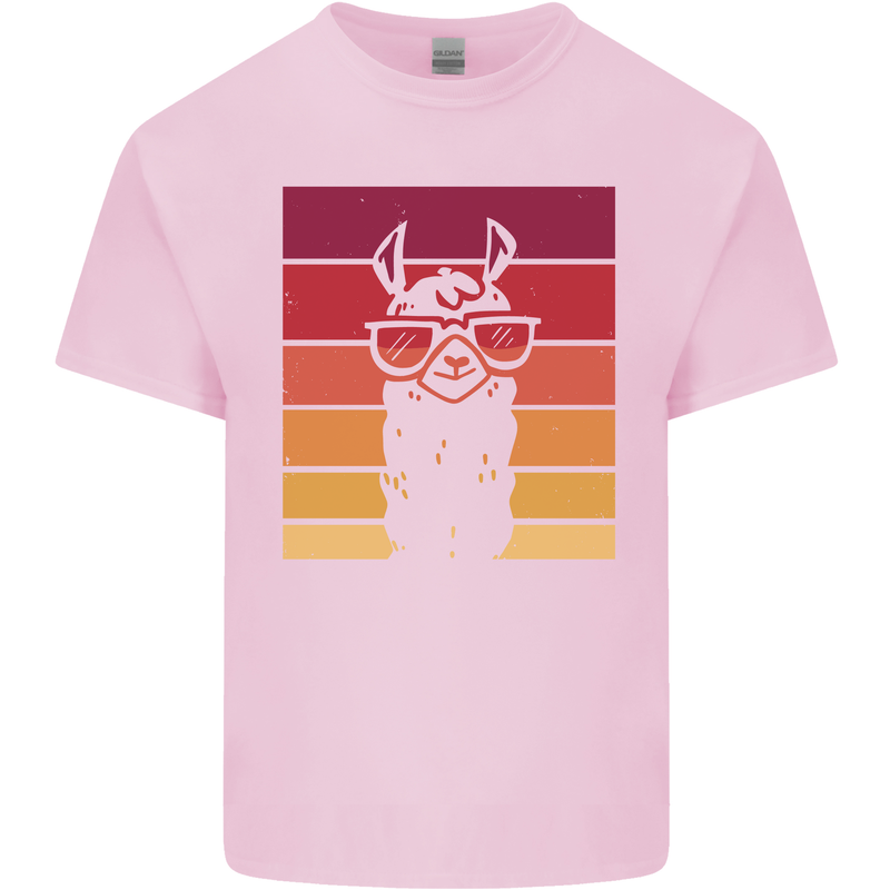 A Llama Wearing Shades Mens Cotton T-Shirt Tee Top Light Pink