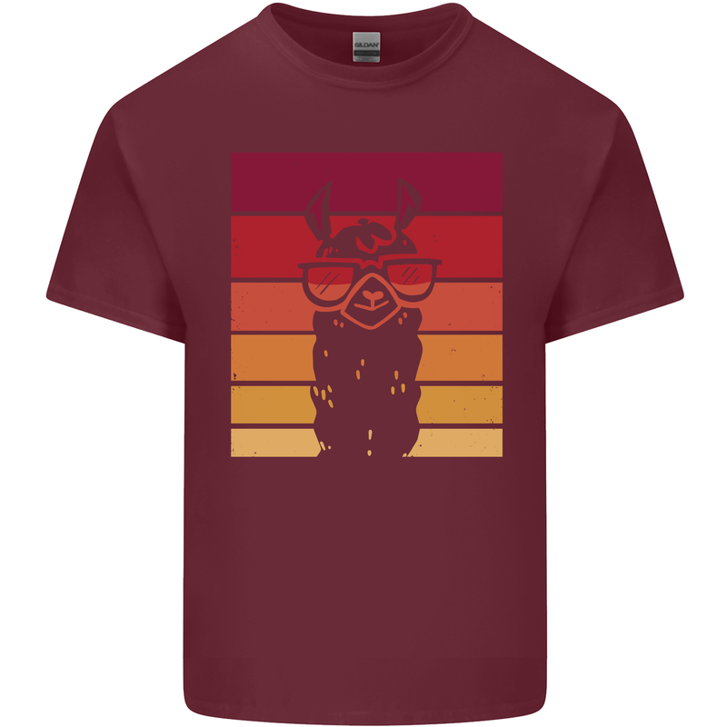 A Llama Wearing Shades Mens Cotton T-Shirt Tee Top Maroon