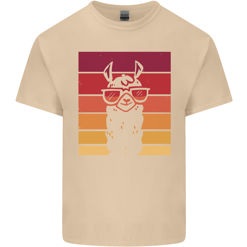 A Llama Wearing Shades Mens Cotton T-Shirt Tee Top Sand