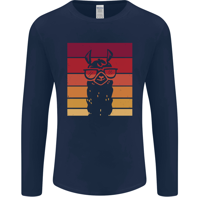 A Llama Wearing Shades Mens Long Sleeve T-Shirt Navy Blue