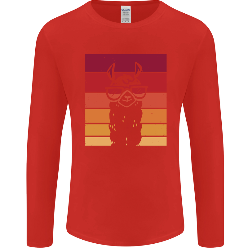 A Llama Wearing Shades Mens Long Sleeve T-Shirt Red