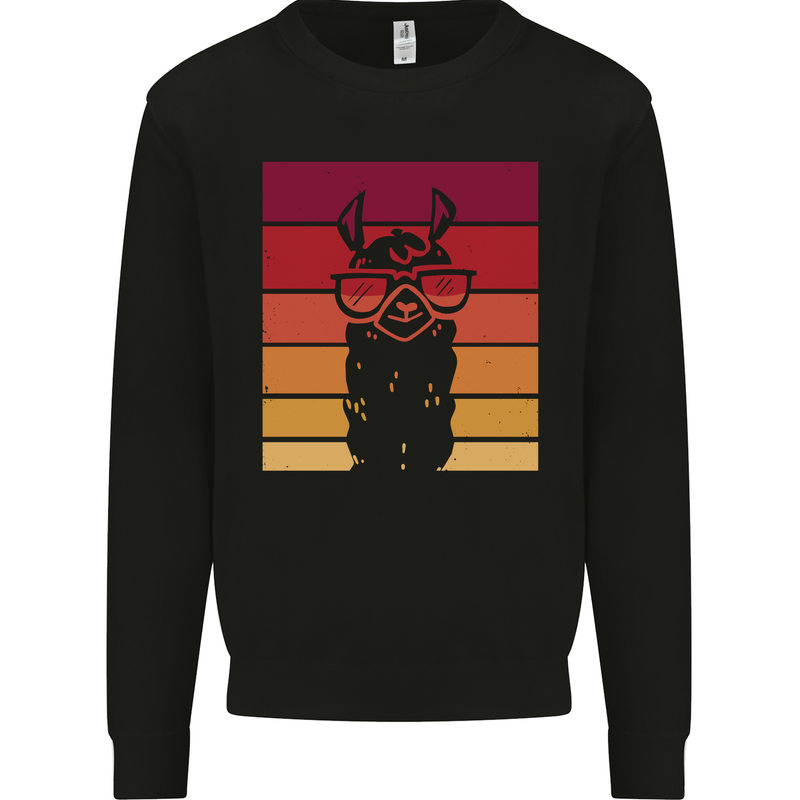 A Llama Wearing Shades Mens Sweatshirt Jumper Black