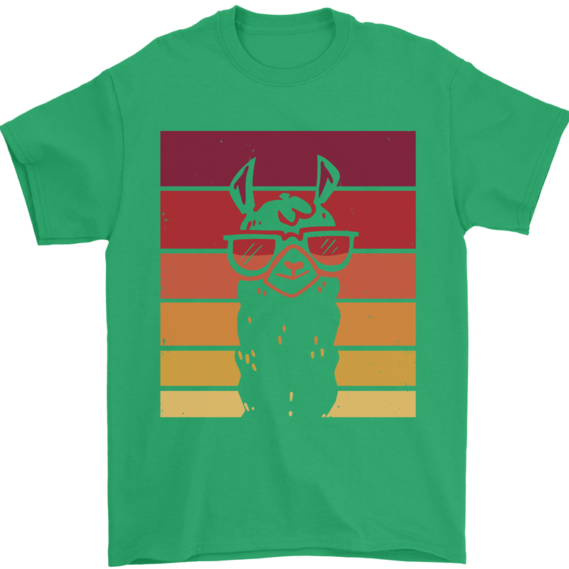 A Llama Wearing Shades Mens T-Shirt Cotton Gildan Irish Green