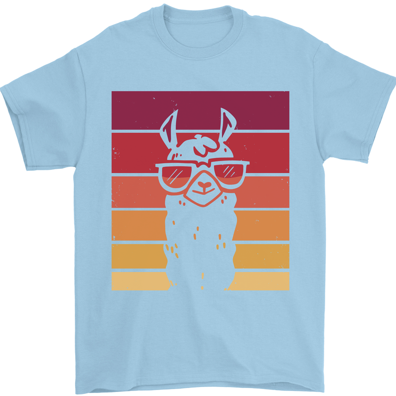 A Llama Wearing Shades Mens T-Shirt Cotton Gildan Light Blue