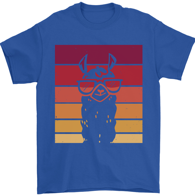 A Llama Wearing Shades Mens T-Shirt Cotton Gildan Royal Blue