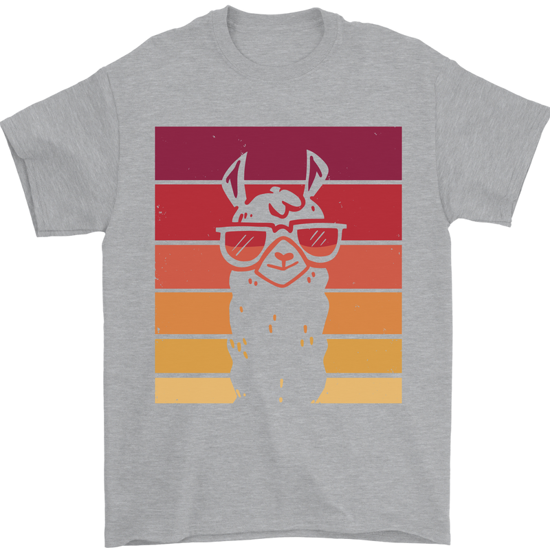 A Llama Wearing Shades Mens T-Shirt Cotton Gildan Sports Grey