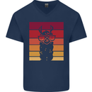 A Llama Wearing Shades Mens V-Neck Cotton T-Shirt Navy Blue