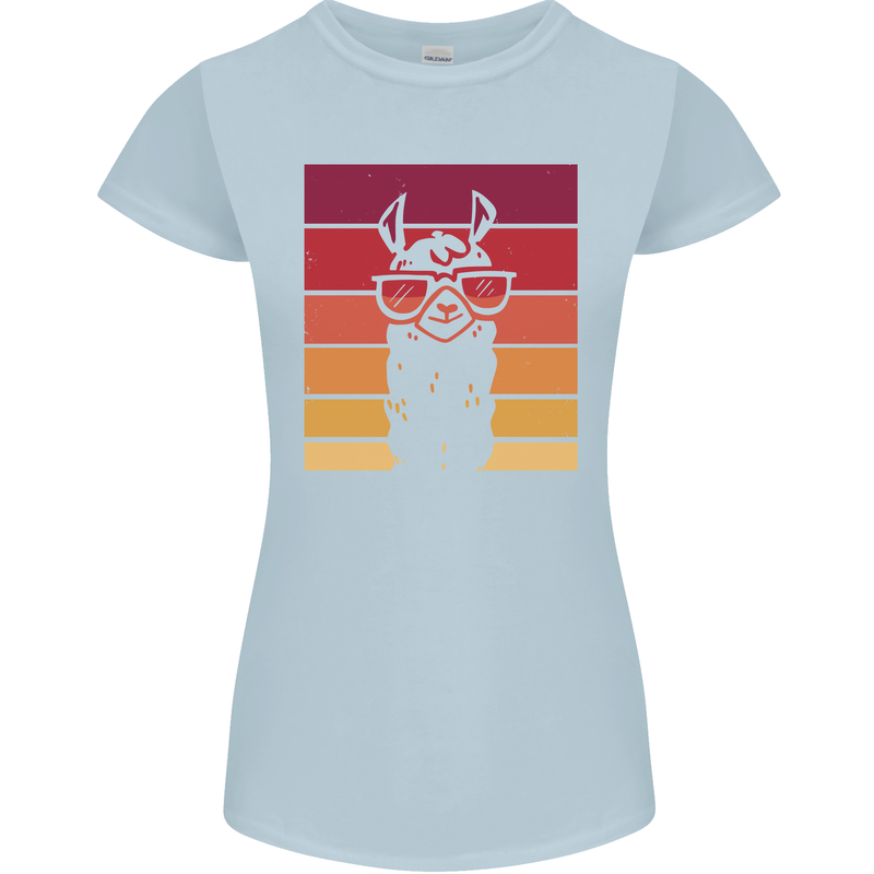 A Llama Wearing Shades Womens Petite Cut T-Shirt Light Blue