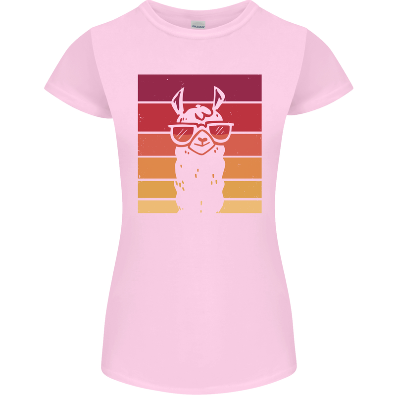 A Llama Wearing Shades Womens Petite Cut T-Shirt Light Pink