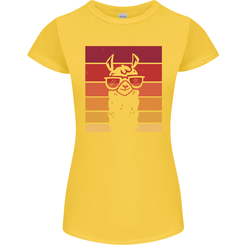 A Llama Wearing Shades Womens Petite Cut T-Shirt Yellow