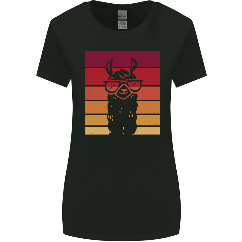 A Llama Wearing Shades Womens Wider Cut T-Shirt Black
