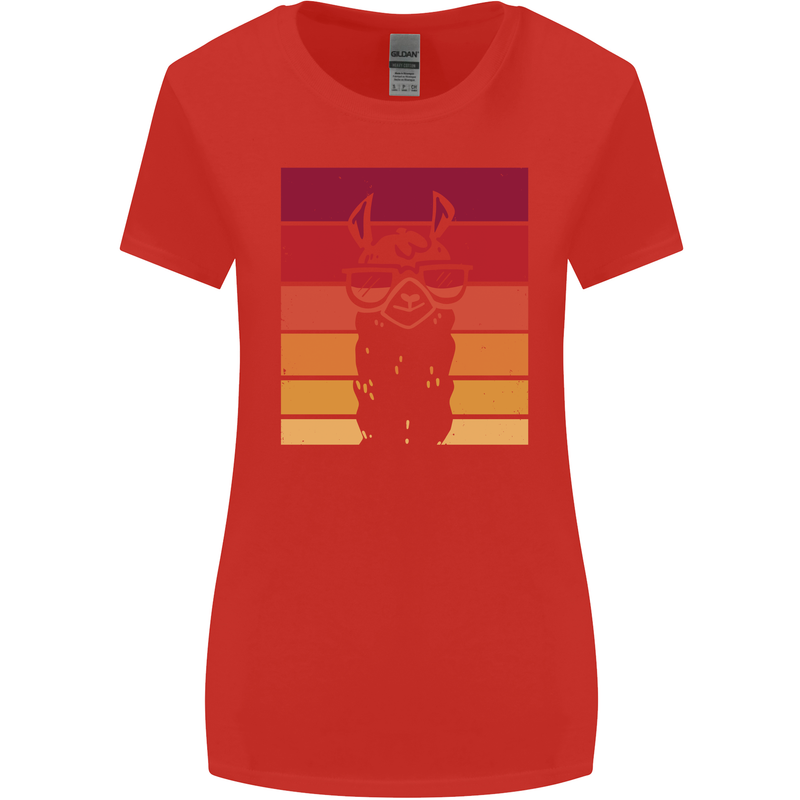 A Llama Wearing Shades Womens Wider Cut T-Shirt Red