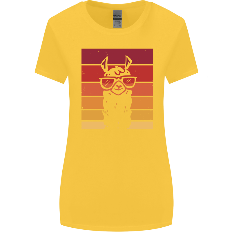 A Llama Wearing Shades Womens Wider Cut T-Shirt Yellow