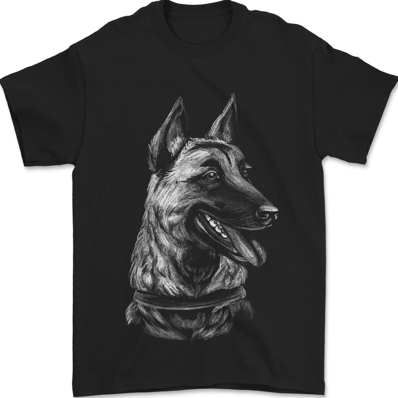 A Malinois Belga Dog Mens T-Shirt 100% Cotton Black