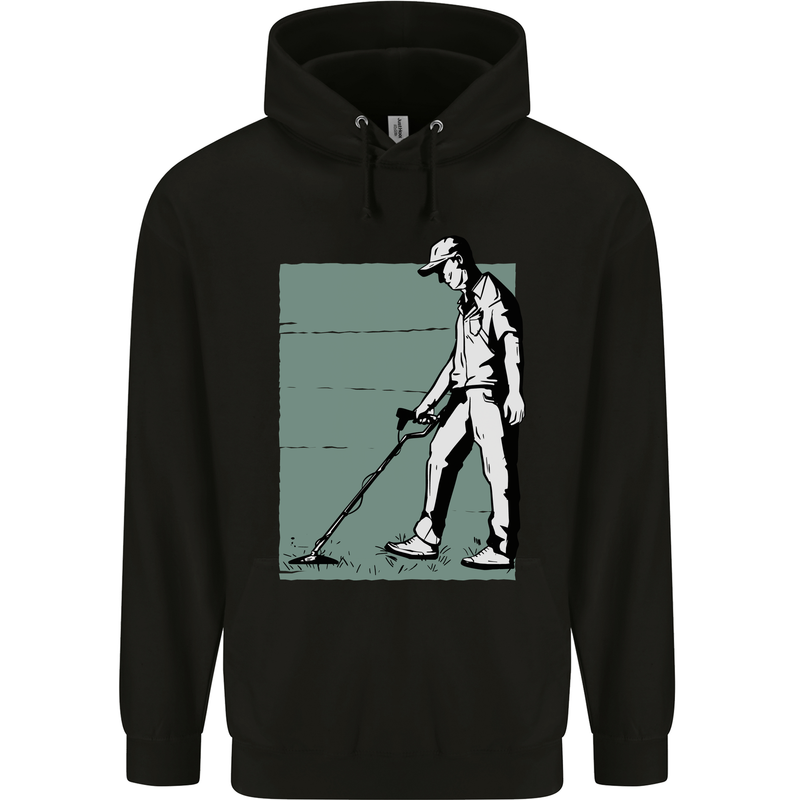 A Man Metal Detecting Detector Childrens Kids Hoodie Black