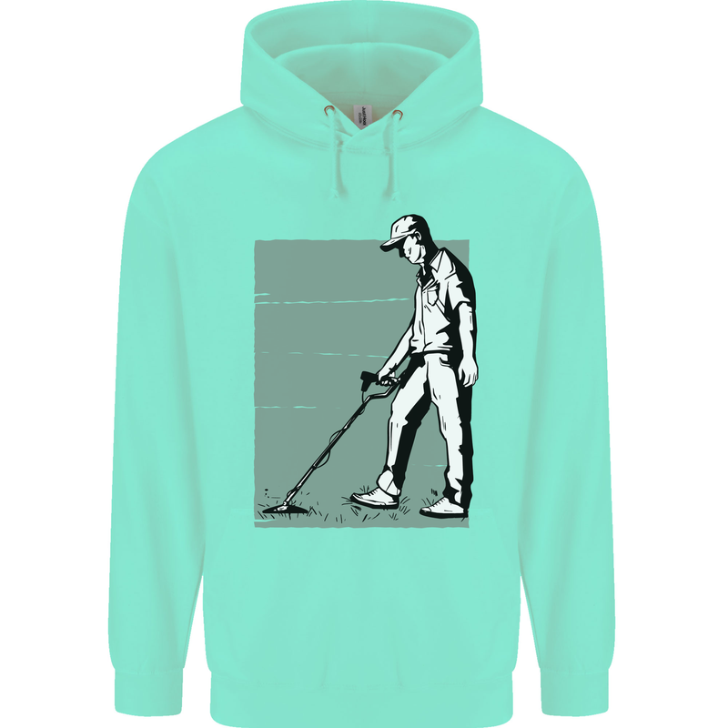 A Man Metal Detecting Detector Childrens Kids Hoodie Peppermint