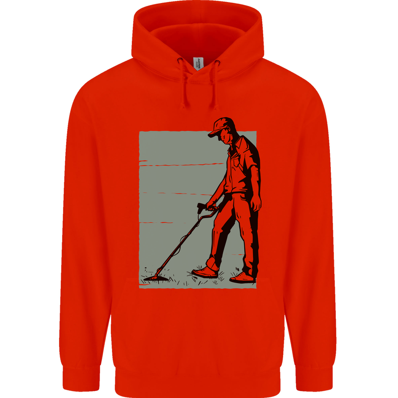 A Man Metal Detecting Detector Detect Childrens Kids Hoodie Bright Red