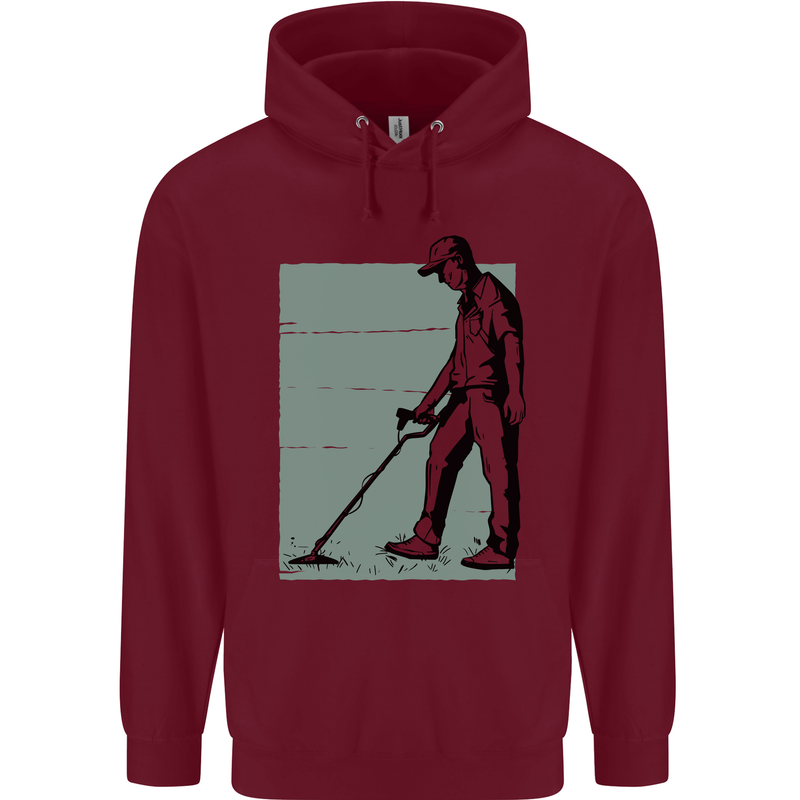 A Man Metal Detecting Detector Detect Childrens Kids Hoodie Maroon