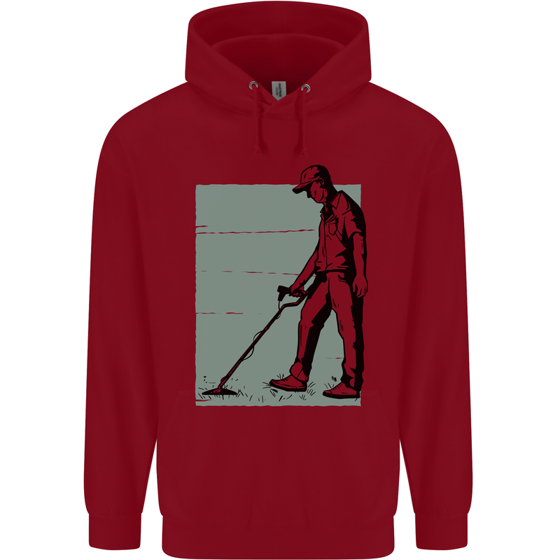 A Man Metal Detecting Detector Detect Childrens Kids Hoodie Red