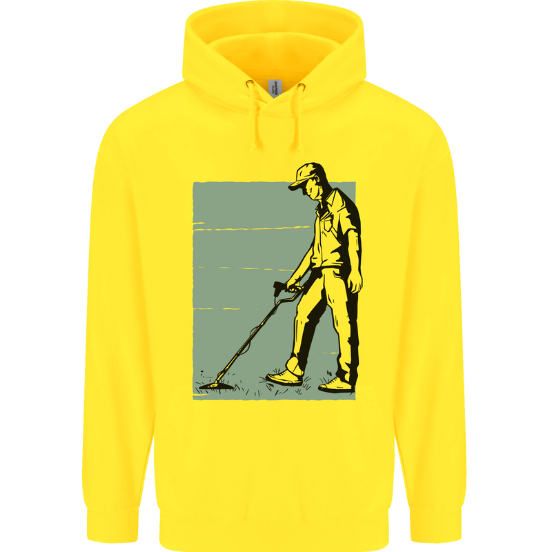 A Man Metal Detecting Detector Detect Childrens Kids Hoodie Yellow