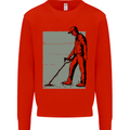 A Man Metal Detecting Detector Detect Kids Sweatshirt Jumper Bright Red