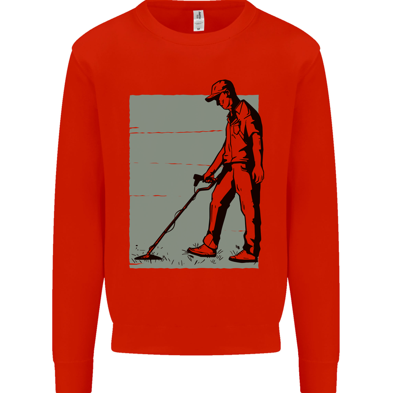 A Man Metal Detecting Detector Detect Kids Sweatshirt Jumper Bright Red