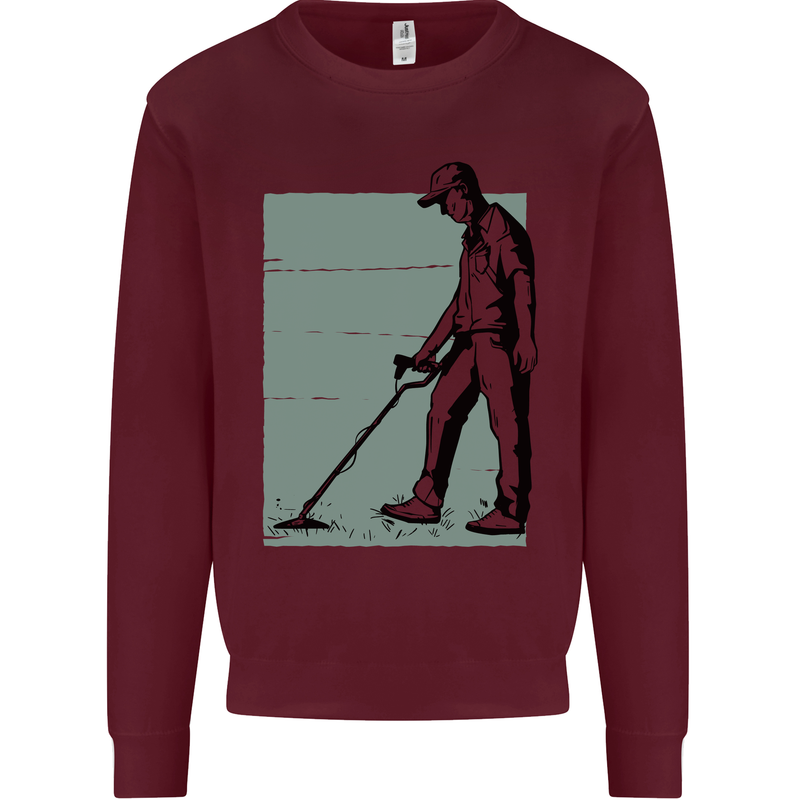 A Man Metal Detecting Detector Detect Kids Sweatshirt Jumper Maroon