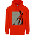 A Man Metal Detecting Detector Detect Mens 80% Cotton Hoodie Bright Red