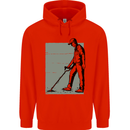 A Man Metal Detecting Detector Detect Mens 80% Cotton Hoodie Bright Red