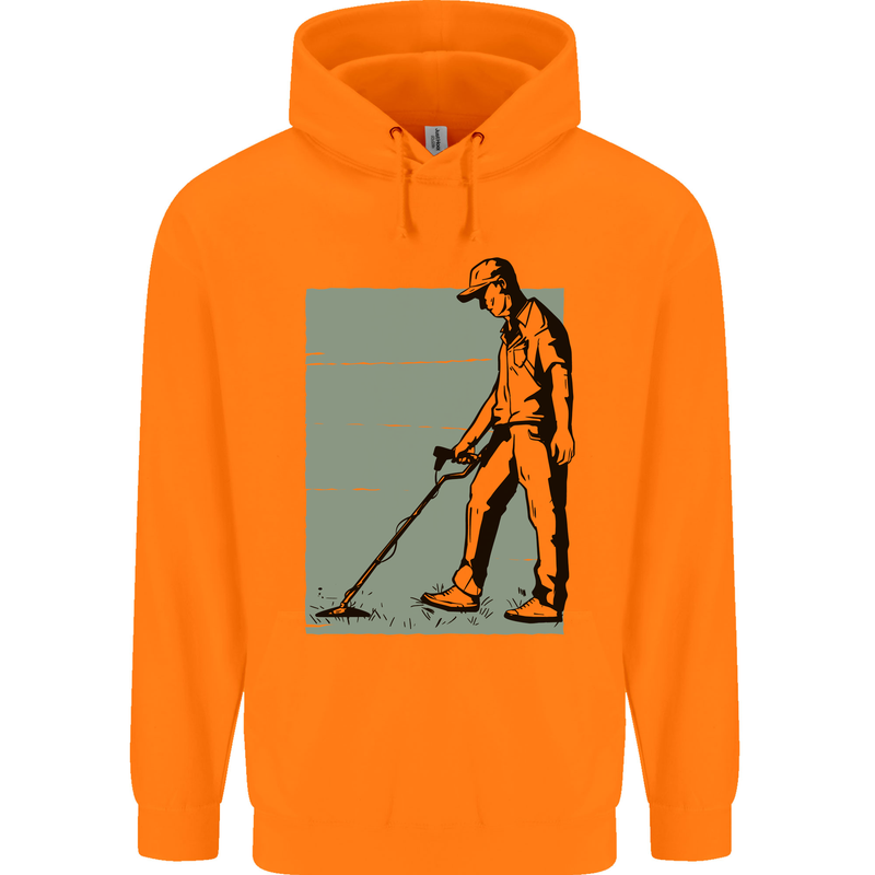 A Man Metal Detecting Detector Detect Mens 80% Cotton Hoodie Orange