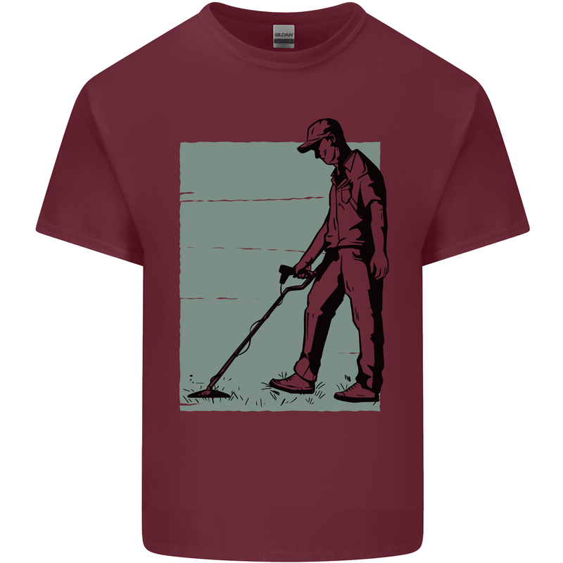 A Man Metal Detecting Detector Detect Mens Cotton T-Shirt Tee Top Maroon