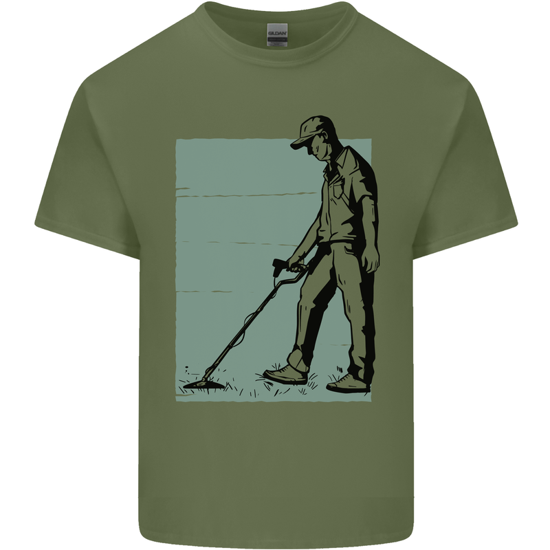 A Man Metal Detecting Detector Detect Mens Cotton T-Shirt Tee Top Military Green