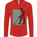 A Man Metal Detecting Detector Detect Mens Long Sleeve T-Shirt Red