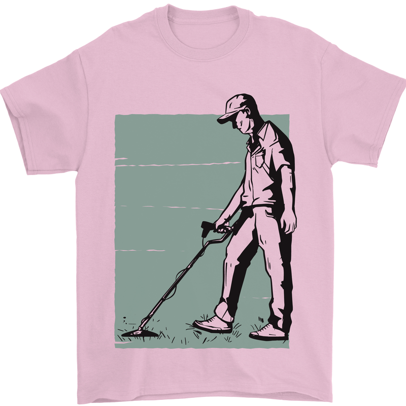 A Man Metal Detecting Detector Detect Mens T-Shirt 100% Cotton Light Pink