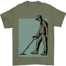 A Man Metal Detecting Detector Detect Mens T-Shirt 100% Cotton Military Green