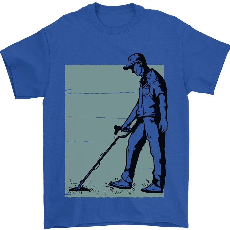 A Man Metal Detecting Detector Detect Mens T-Shirt 100% Cotton Royal Blue