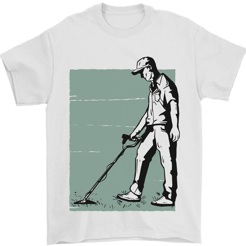 A Man Metal Detecting Detector Detect Mens T-Shirt 100% Cotton White