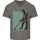 A Man Metal Detecting Detector Detect Mens V-Neck Cotton T-Shirt Charcoal