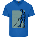 A Man Metal Detecting Detector Detect Mens V-Neck Cotton T-Shirt Royal Blue