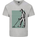 A Man Metal Detecting Detector Detect Mens V-Neck Cotton T-Shirt Sports Grey