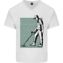 A Man Metal Detecting Detector Detect Mens V-Neck Cotton T-Shirt White
