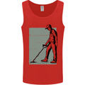 A Man Metal Detecting Detector Detect Mens Vest Tank Top Red